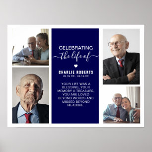 Modernes Foto Grid Memorial Beerdigung Poster