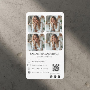 Modernes Foto-Grid & QR-Code für Realtor und Fotog Visitenkarte