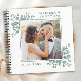 Modernes Foto Grüne Eukalyptus Wedding GuestBook Notizblock