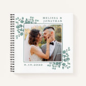Modernes Foto Grüne Eukalyptus Wedding GuestBook Notizblock (Vorderseite)