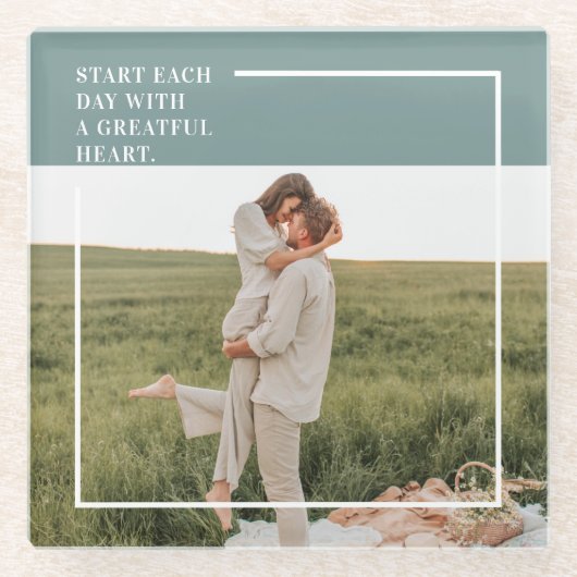 Modernes Foto Grüne Familie Liebliches Geschenk Glasuntersetzer (Vorderseite)