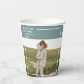 Modernes Foto Grüne Familie Liebliches Geschenk Pappbecher (Rückseite)