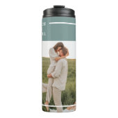 Modernes Foto Grüne Familie Liebliches Geschenk Thermosbecher (Vorderseite)