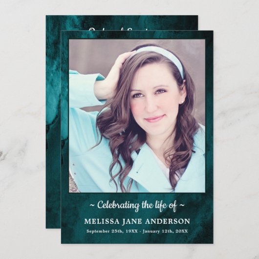 Modernes Foto Grüne Marmororden Dienstbeerdigung Programm (Vorne/Hinten)