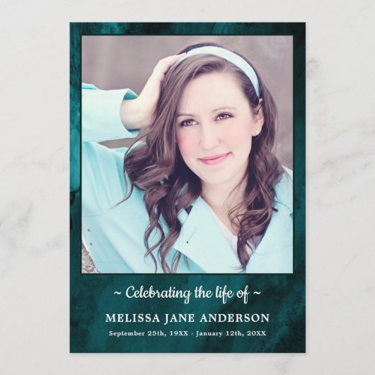 Modernes Foto Grüne Marmororden Dienstbeerdigung Programm (Vorderseite)