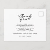 Modernes Foto handgeschriebene Hochzeit Vielen Dan Postkarte (Rückseite)