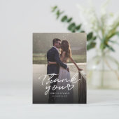 Modernes Foto handgeschriebene Hochzeit Vielen Dan Postkarte (Stehend Vorderseite)
