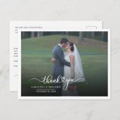 Modernes Foto handgeschriebene Hochzeit Vielen Dan Postkarte (Vorne/Hinten)