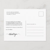 Modernes Foto handgeschriebene Hochzeit Vielen Dan Postkarte (Rückseite)