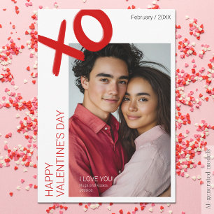 Modernes Foto Happy Valentines Day XO Jubiläum Feiertagskarte