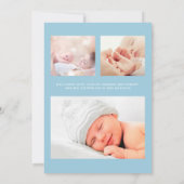 Modernes Foto Heart Arrow Blue Baby Boy Birth Ankündigung (Rückseite)