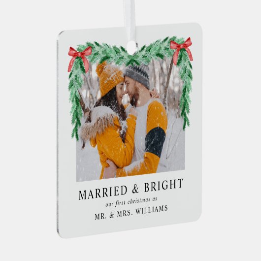 Modernes Foto Heiratsheim & Bright Christmas Neu v Ornament Aus Metall (Vorderseite Rechts)