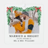 Modernes Foto Heiratsheim & Bright Christmas Neu v Ornament Aus Metall (Rückseite)