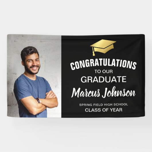 Modernes Foto Herzlichen Glückwunsch Abschluss Ban Banner (Horizontal)