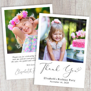 Modernes Foto Herzschrift Geburtstag Dankeskarte