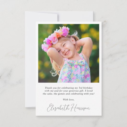 Modernes Foto Herzschrift Geburtstag Dankeskarte (Rückseite)