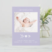 Modernes Foto Herzstück Arrow Pastel Lila Girl Bir Ankündigung (Stehend Vorderseite)