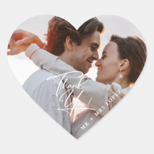 Modernes Foto Hochzeit Danke Ihnen für Sticker