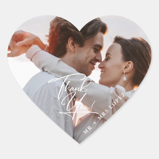 Modernes Foto Hochzeit Danke Ihnen für Sticker (Vorderseite)