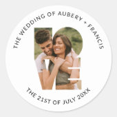 Modernes Foto Hochzeit Danke Liebe Briefe zu Gunst Runder Aufkleber (Vorderseite)