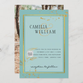 Modernes FOTO Hochzeit Einladung QR CODE UAWG AQUA