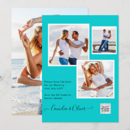 Modernes FOTO Hochzeit Einladung QR CODE UAWG AQUA