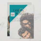 Modernes FOTO Hochzeit Einladung QR CODE UAWG AQUA (Vorne/Hinten)