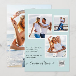 Modernes FOTO Hochzeit Einladung QR CODE UAWG AQUA