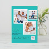 Modernes FOTO Hochzeit Einladung QR CODE UAWG AQUA (Stehend Vorderseite)