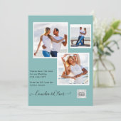 Modernes FOTO Hochzeit Einladung QR CODE UAWG AQUA (Stehend Vorderseite)