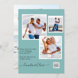 Modernes FOTO Hochzeit Einladung QR CODE UAWG AQUA