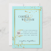 Modernes FOTO Hochzeit Einladung QR CODE UAWG AQUA (Vorderseite)