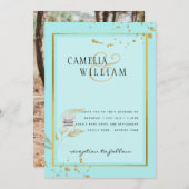 Modernes FOTO Hochzeit Einladung QR CODE UAWG AQUA (Vorne/Hinten)