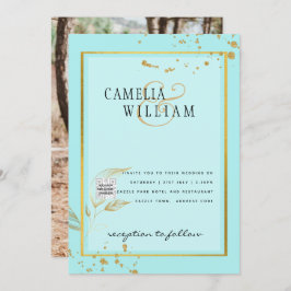 Modernes FOTO Hochzeit Einladung QR CODE UAWG AQUA