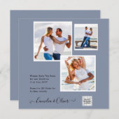 Modernes FOTO Hochzeit Einladung QR CODE UAWG Blue (Vorne/Hinten)