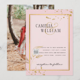 Modernes FOTO Hochzeit Einladung QR CODE UAWG Blus