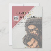 Modernes FOTO Hochzeit Einladung QR CODE UAWG Dust (Vorderseite)