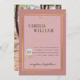 Modernes FOTO Hochzeit Einladung QR CODE UAWG Dust