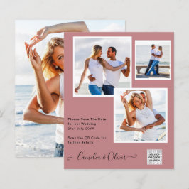 Modernes FOTO Hochzeit Einladung QR CODE UAWG Dust