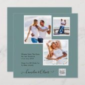 Modernes FOTO Hochzeit Einladung QR CODE UAwg Gree (Vorne/Hinten)