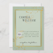 Modernes FOTO Hochzeit Einladung QR CODE UAwg Gree (Vorderseite)