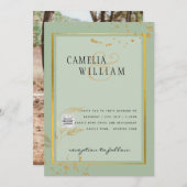 Modernes FOTO Hochzeit Einladung QR CODE UAwg Gree (Vorne/Hinten)