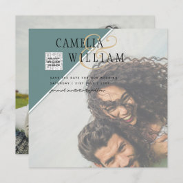 Modernes FOTO Hochzeit Einladung QR CODE UAwg Gree