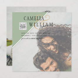 Modernes FOTO Hochzeit Einladung QR CODE UAwg Gree