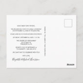 Modernes Foto Hochzeit nach dem Party Empfang Postkarte (Rückseite)