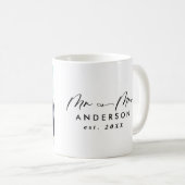 Modernes Foto Hochzeit personalisiert Mr. und Mrs. Kaffeetasse (VorderseiteRechts)