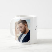 Modernes Foto Hochzeit personalisiert Mr. und Mrs. Kaffeetasse (Vorderseite Links)