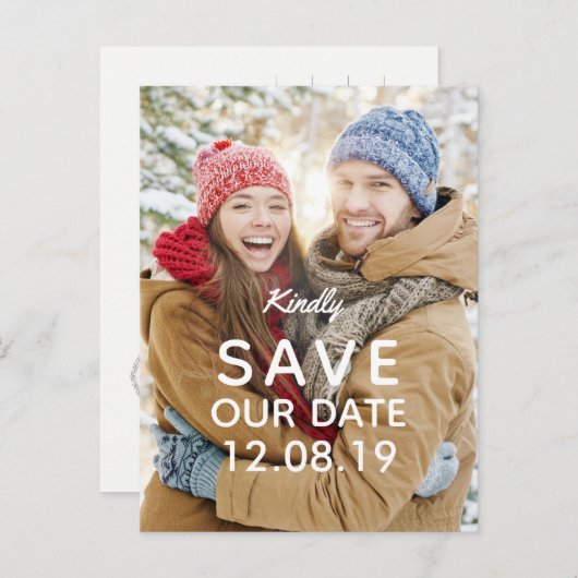 Modernes Foto Hochzeit rettet das Datum Ankündigungspostkarte (Vorne/Hinten)