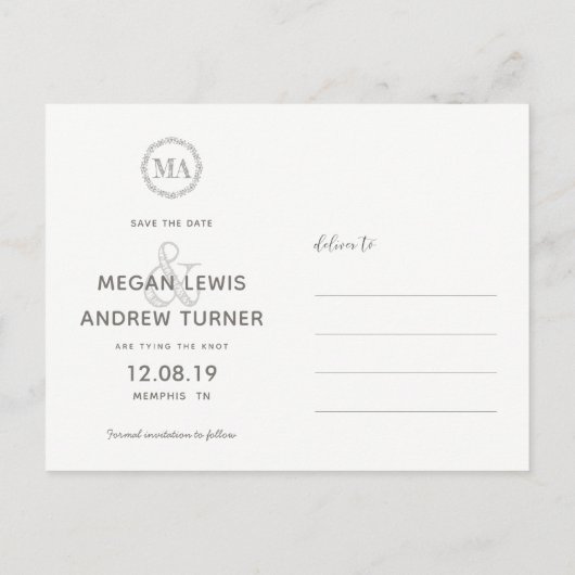 Modernes Foto Hochzeit rettet das Datum Ankündigungspostkarte (Rückseite)