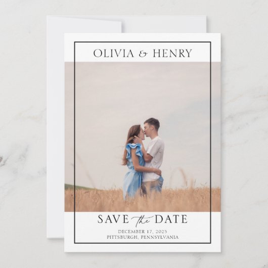 Modernes Foto Hochzeit rettet das Datum Einladung (Vorderseite)